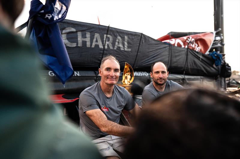 Jérémie Beyou and Morgan Lagravière on Charal 2 win the IMOCA division of the Transat Café L'OR 2025 photo copyright polaRYSE / Charal taken at  and featuring the IMOCA class