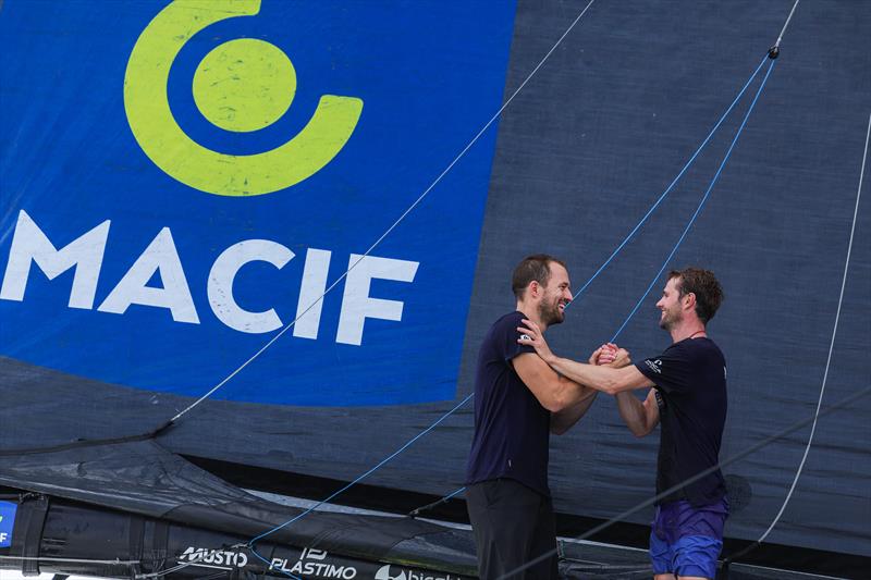 Sam Goodchild and Loïs Berrehar on Macif Santé Prévoyance finish 3rd in the IMOCA division of the Transat Café L'OR 2025 - photo © Jean-Marie Liot / Alea