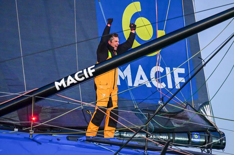 Charlie Dalin (FRA) is photographed after winning the Vendée Globe 2024, on January 14, in Les Sables d'Olonne, France photo copyright Vincent Curutchet taken at  and featuring the IMOCA class