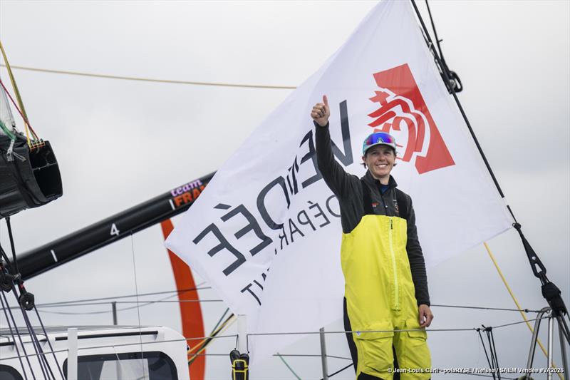 Francesca Clapcich finishes 5th in the Vendée Arctique - photo © Jean Louis Carli #VALS2026