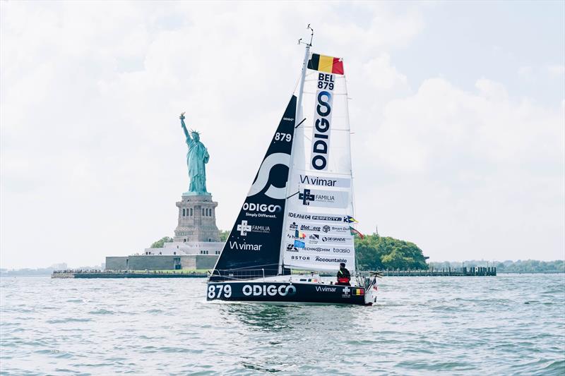Quentin Debois on standby in New York photo copyright Bjoern Kils taken at  and featuring the IMOCA class