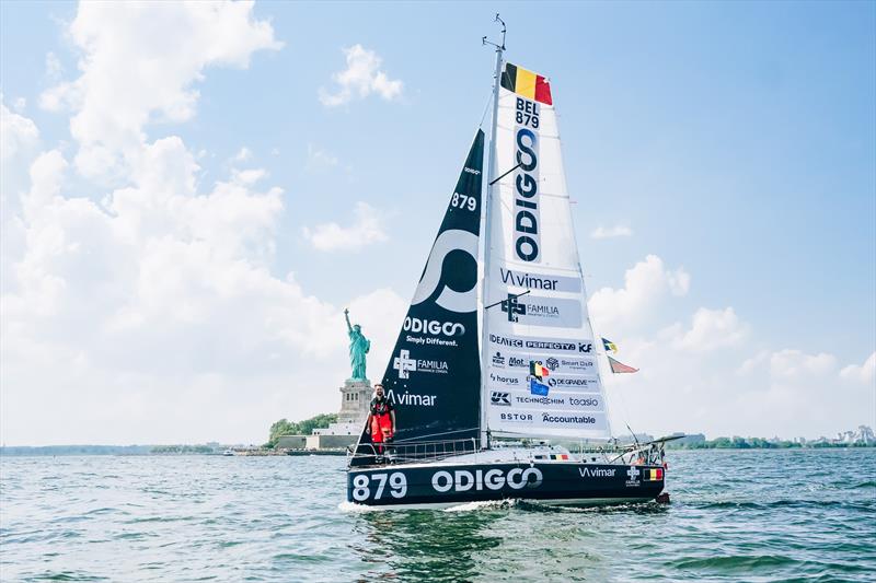 Quentin Debois on standby in New York photo copyright Bjoern Kils taken at  and featuring the IMOCA class