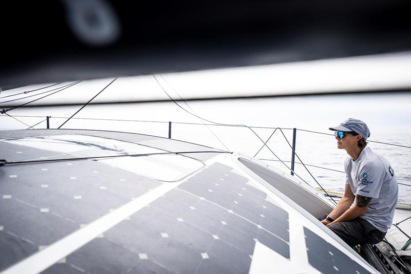 The Ocean Race 2022-23, Leg 7, Day 14 onboard the 11th Hour Racing Team delivering Malama to Genova, Italy, after completing repairs to damaged port side and retiring from the leg. Francesca Clapcich awaits the redress decision off the coast of Italy - photo © Amory Ross / 11th Hour Racing / The Ocean Race
