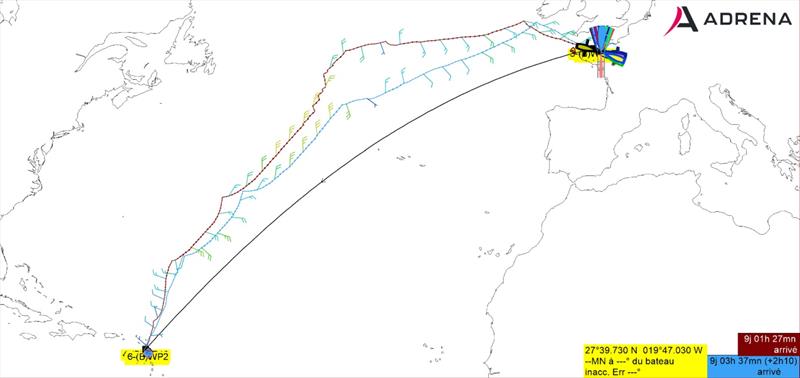  ADRENA routing on October 31 for a recent-generation foiling IMOCA - photo © IMOCA