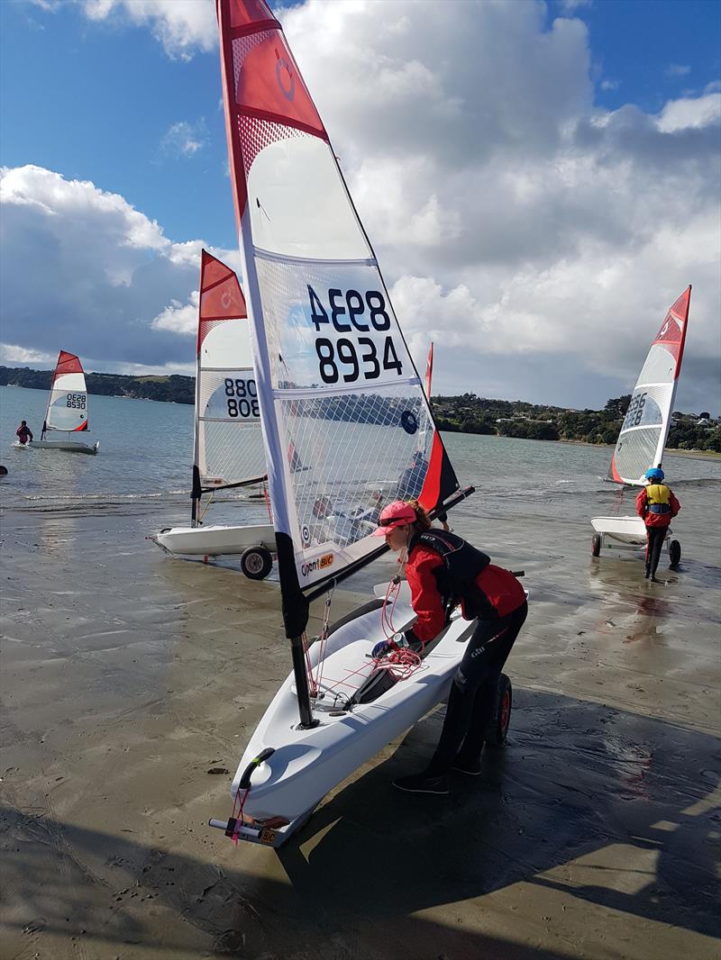 Chelsea Williams rigging her O'pen Bic at Lake Macquarie photo copyright Jenny Sorensen taken at Belmont 16ft Sailing Club and featuring the  class