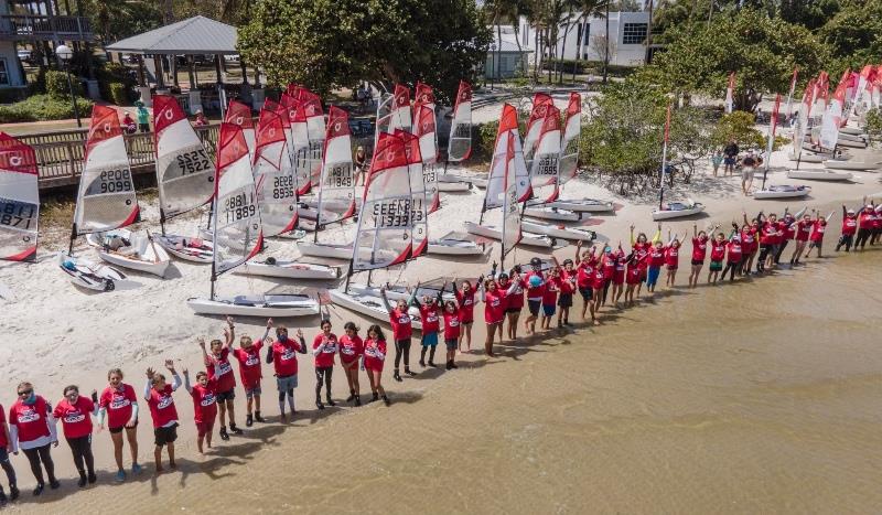 Beach line up - O'pen Skiff North American “Un-Regatta”  photo copyright Tauri Duer taken at US Sailing Center of Martin County and featuring the O'pen Skiff class