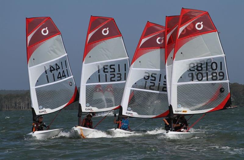 Downwinder - 2022 AUS O'pen Skiff Championships photo copyright Jim Lelaen taken at Mannering Park Amateur Sailing Club and featuring the O'pen Skiff class