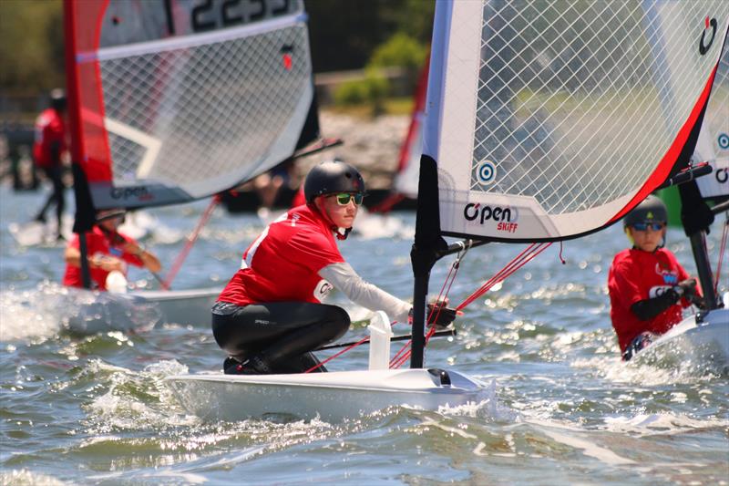 Bella Duer in tight action during the O'pen Skiff North American “Un-Regatta” at James Island Yacht Club, Charleston, SC - photo © Tauri Duer