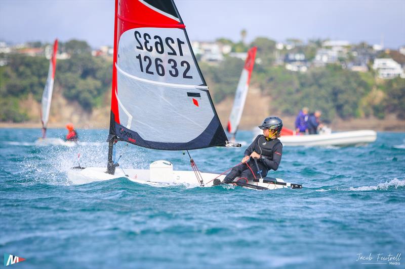 O'pen Skiff NZ Nationals - Manly SC - April 2024 photo copyright Jacob Fewtrell Media taken at Manly Sailing Club and featuring the O'pen Skiff class