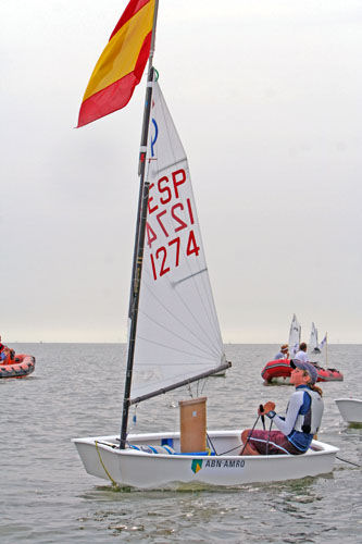 Elia Borreguero wins the girls fleet at the ABN AMRO Optimist Europeans on the Ijsselmeer photo copyright Remmelt Staal taken at  and featuring the Optimist class