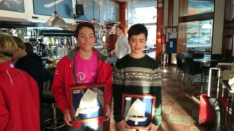 Milo Gill-Taylor and Alex King with their prizes at the VII Trofeo Internacional Optimist Trophy, Ciudad de Torrevieja photo copyright Marshall King taken at Real Club Nautico Torrevieja and featuring the Optimist class