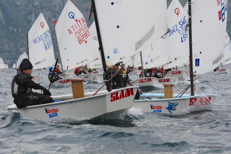 32nd Lake Garda Optimist Easter Regatta at World Youth Sailing Week photo copyright Elena Giolai taken at Fraglia Vela Riva and featuring the Optimist class