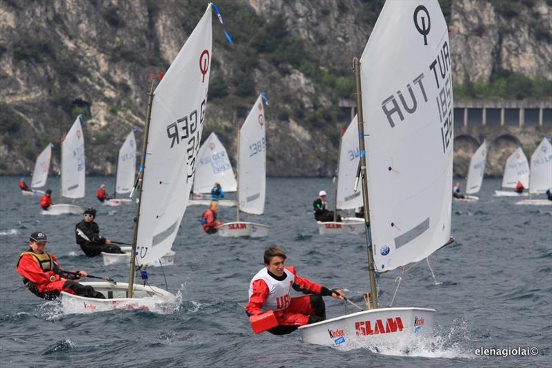 32nd Lake Garda Optimist Easter Regatta at World Youth Sailing Week photo copyright Elena Giolai taken at Fraglia Vela Riva and featuring the Optimist class