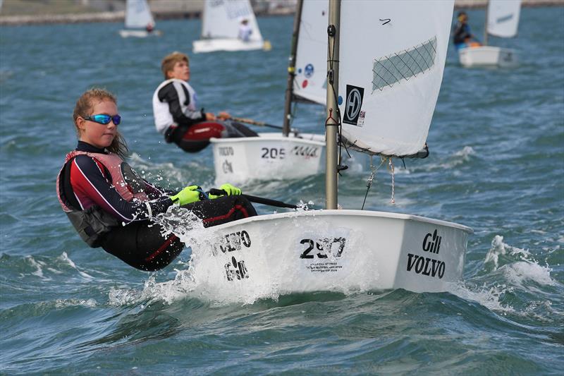 Alexandra Schonrock during the Volvo Gill Optimist British and Open Championship in Weymouth photo copyright Peter Newton / www.peternewton.zenfolio.com taken at Weymouth & Portland Sailing Academy and featuring the Optimist class