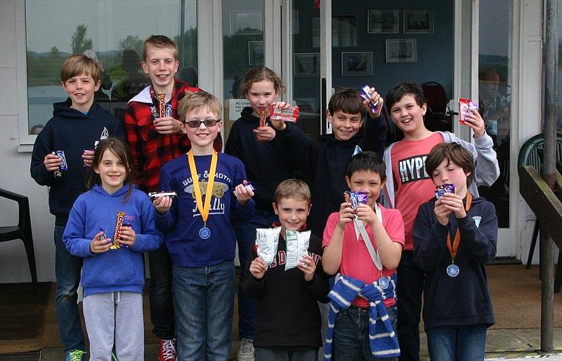 Optimists at Maidenhead: Back row (l to r) Rhys Primrose, Joe Stimson, Georgia McAdam, John Getley, Felix Hindle, front row (l to r) Chloe Allen, Leo Wilkinson, Liam Fitzgibbon, James Barrett (2nd), Thomas Knight (3rd) photo copyright Jenni Heward-Craig taken at Maidenhead Sailing Club and featuring the Optimist class