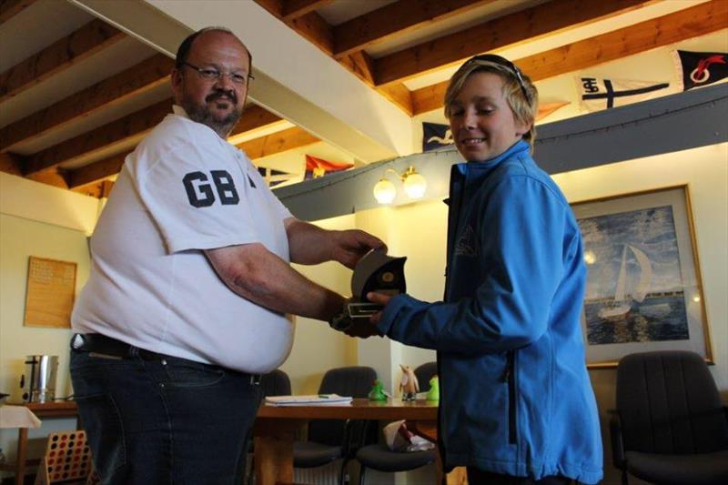 Calum Cook finishes 2nd in the main fleet in the Scottish Optimist Traveller at Nairn photo copyright Alec Munro taken at Nairn Sailing Club and featuring the Optimist class