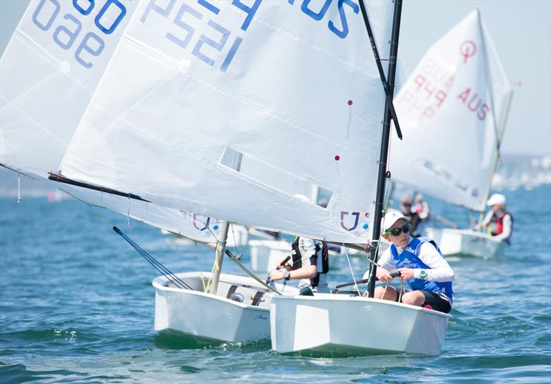 Ryan Littlechild wins the Open Opti class at the Yachting NSW Youth Championships photo copyright Robin Evans taken at Georges River 16ft Skiff Sailing Club  and featuring the Optimist class