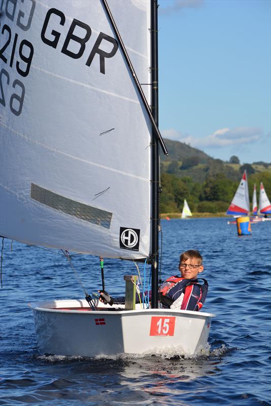 Callum Davidson during the RYA Cymru Wales Welsh Zone Championships at Bala photo copyright Hamish Stuart taken at Bala Sailing Club and featuring the Optimist class