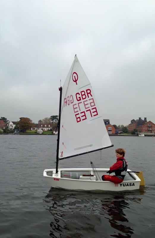 Will Pank during the Topper & Optimist Open at Waveney & Oulton Broad photo copyright Mark Peak taken at Waveney & Oulton Broad Yacht Club and featuring the Optimist class