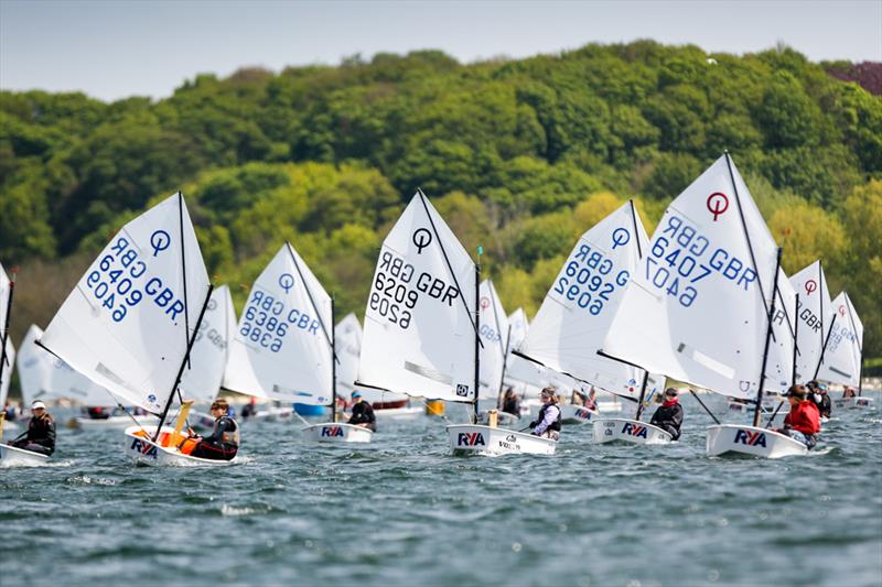 Optimist fleet on day 2 of the RYA Eric Twiname Championships photo copyright Paul Wyeth / RYA taken at Rutland Sailing Club and featuring the Optimist class