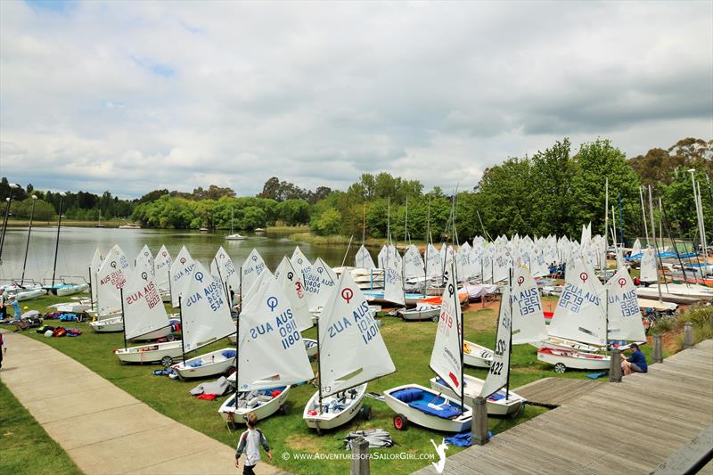 Capital Insurance Brokers ACT Optimist Championship at Canberra day 1 photo copyright Nic Douglass / www.AdventuresofaSailorGirl.com taken at Canberra Yacht Club and featuring the Optimist class