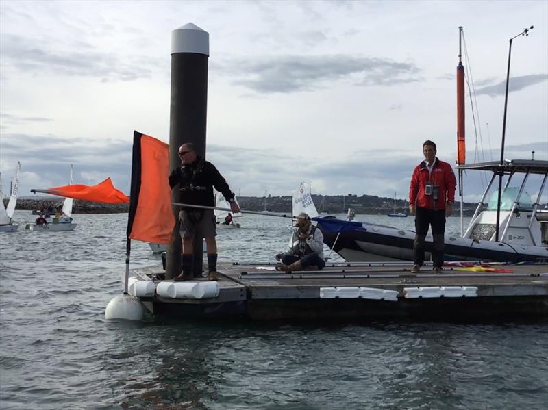 Race officer Peter Saxton on the start of the Optimist 70th Anniversary Champion of Champions Race - photo © Paula Irish