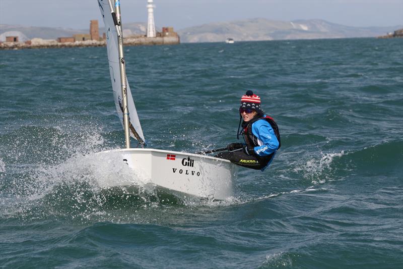Junior fleet winner Freddie Parkin (USA) during the 2017 Volvo Gill Optimist British National and Open Championships photo copyright Peter Newton Photography taken at Weymouth & Portland Sailing Academy and featuring the Optimist class