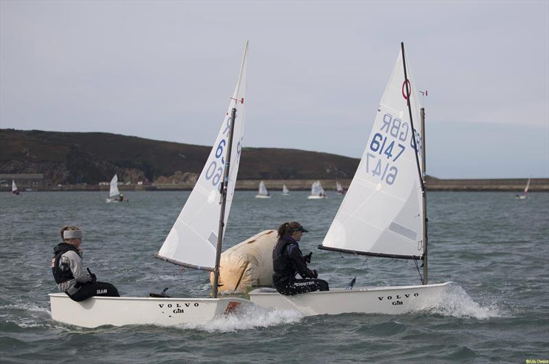 Ellie Thomas (6147) & Maddie Leary (6360) during the RYA Welsh Zone Championships photo copyright RYA Cymru Wales taken at Fishguard Bay Yacht Club and featuring the Optimist class
