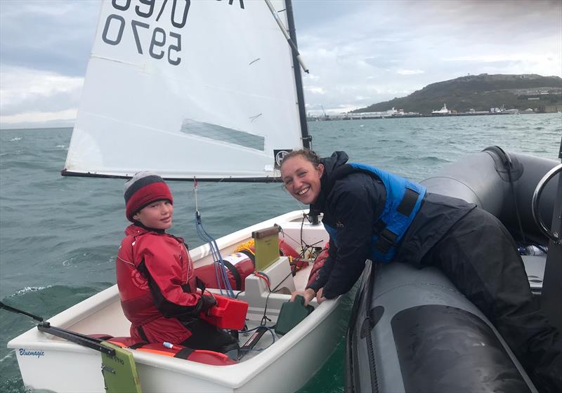 Getting some tips from British Sailing Team Nacra sailor Kirstie Urwin during the IOCA UK Volvo Gill Optimist End of Season Championship photo copyright IOCA UK taken at Weymouth & Portland Sailing Academy and featuring the Optimist class