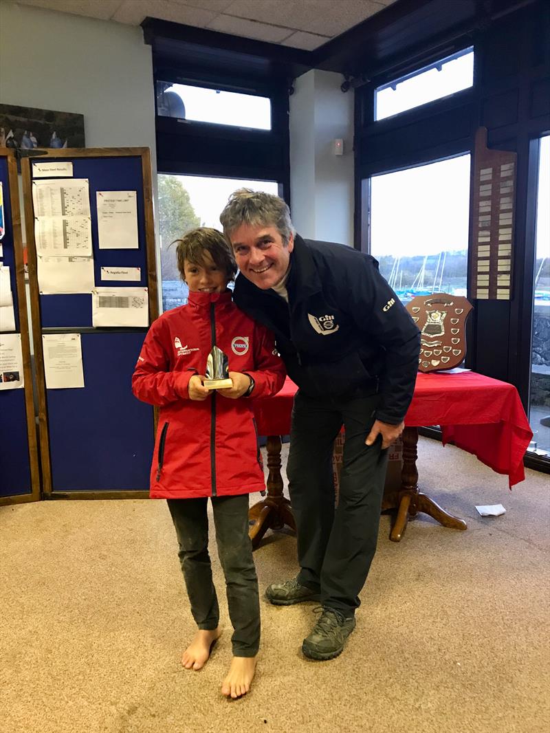 Third boy Main Fleet Santi and IOCA Sailing Secretary Joff McGill during the Optimist Winter Championship at Carsington photo copyright Claire Mueller taken at Carsington Sailing Club and featuring the Optimist class