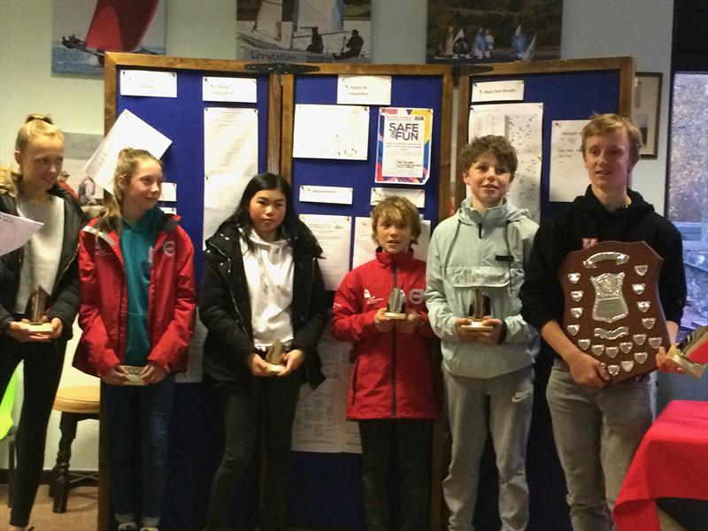 Top three girls and three boys in Main Fleet in the Optimist Winter Championship at Carsington photo copyright Valeria Sesto taken at Carsington Sailing Club and featuring the Optimist class