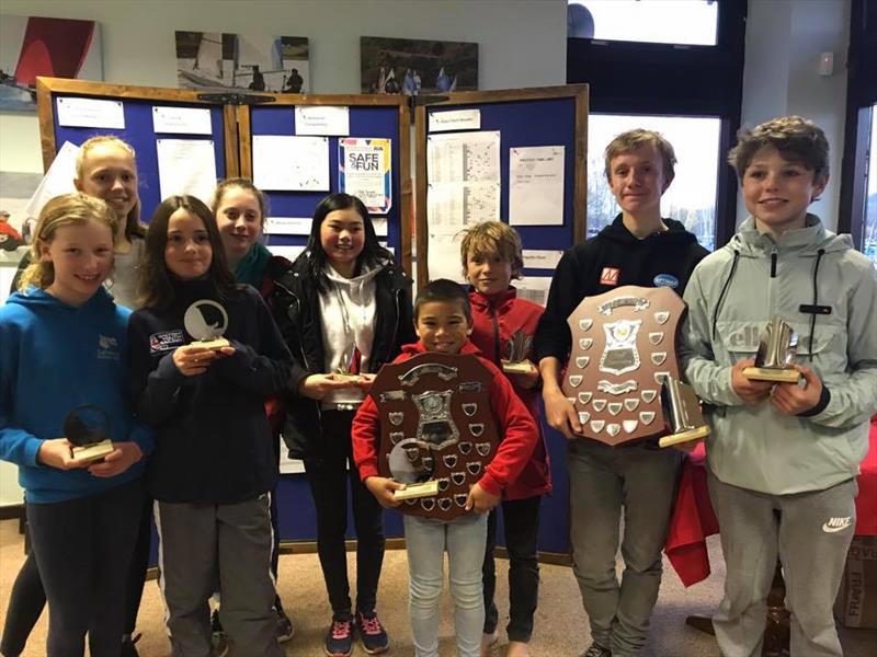 Trophy winners in the Optimist Winter Championship at Carsington - photo © Claire Mueller
