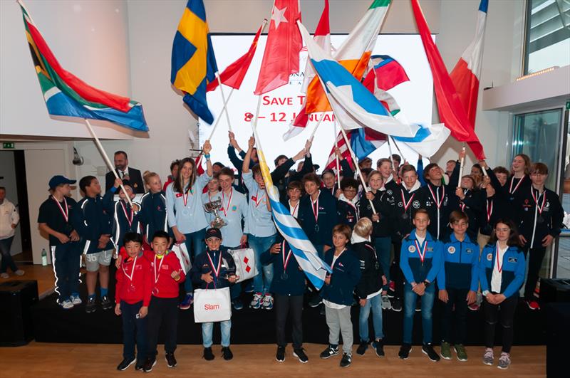 Monaco Optimist Team Race prize giving photo copyright Martin Messmer taken at Yacht Club de Monaco and featuring the Optimist class