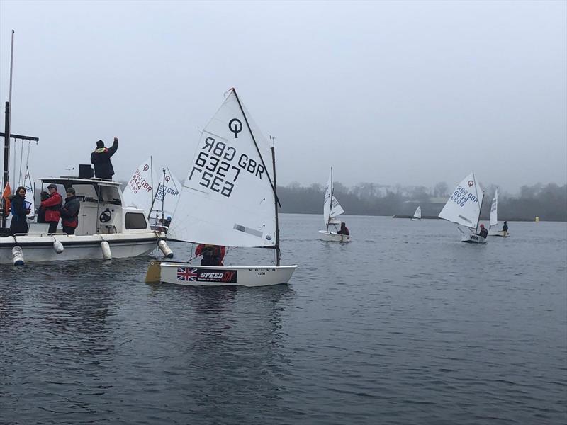 Pre-start during the Burghfield Winter Optimist Open - photo © Richard Bourne