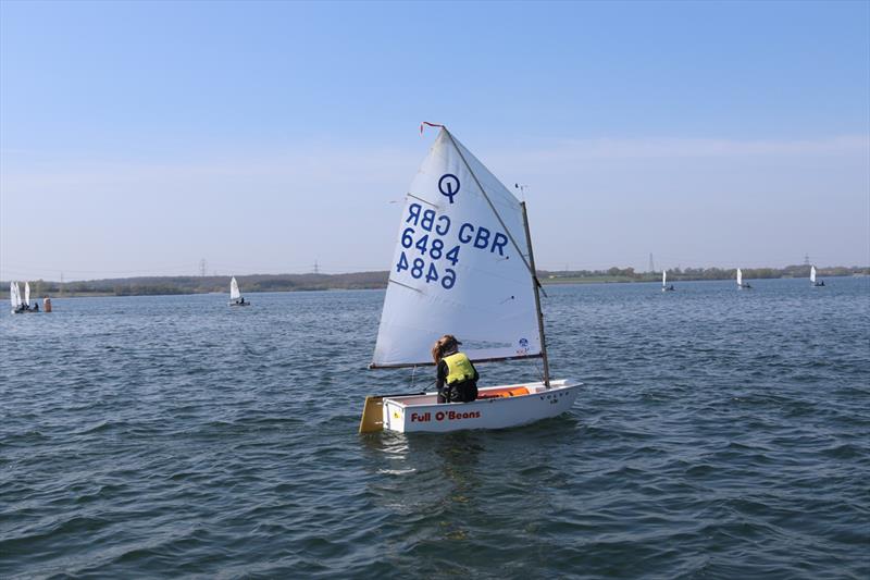 Optimists at the Grafham Easter Egg Youth Regatta photo copyright Roger Cerrato taken at Grafham Water Sailing Club and featuring the Optimist class