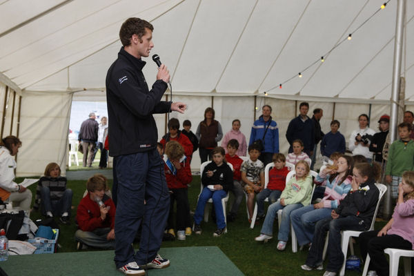 Joe Glanfield visits the Volvo Musto Optimist Inlands at Grafham photo copyright David Pinegar taken at Grafham Water Sailing Club and featuring the Optimist class