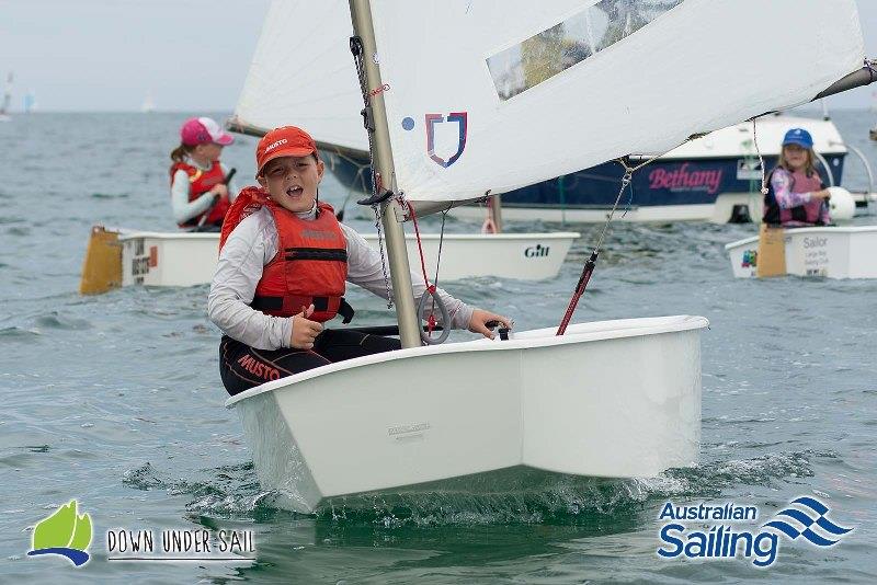 Fraser Baker participating in the Optimist Green fleet last year photo copyright Harry Fisher taken at Largs Bay Sailing Club and featuring the Optimist class