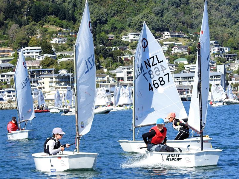 Burnsco National Optimist team racing before the Toyota NZ Optimist Nationals begins photo copyright QCYC taken at Queen Charlotte Yacht Club and featuring the Optimist class