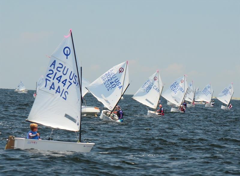Gil Hackel, 21447, of Pensacola was in 13th place after four sets of races in the 2018 Optimist National Championship sailed out of Pensacola Yacht Club. - photo © Talbot Wilson