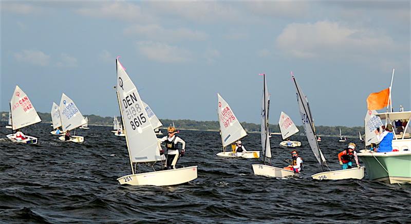 Maithe Ebdrup of Denmark (DEN1768) who led the Pink fleet and stands second overall, will move into the Gold Fleet for Wednesday's final races in the 2018 Optimist National Championship sailed out of Pensacola Yacht Club photo copyright Talbot Wilson taken at Pensacola Yacht Club and featuring the Optimist class
