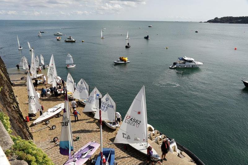 Launching for the Trophee des Isles 2018 photo copyright Sue Baudains taken at St. Catherine's Sailing Club and featuring the Optimist class