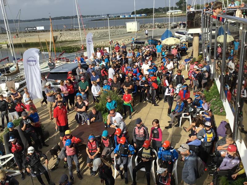 Volvo Gill Optimist Late Summer Championship briefing photo copyright IOCA UK taken at Poole Yacht Club and featuring the Optimist class