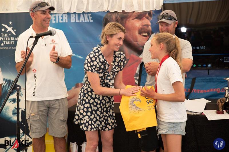 Kate Montgomery presenting prizes at the 2018 Sir Peter Blake Regatta - Prize Giving photo copyright Lissa Reyden - Live Sail Die taken at Torbay Sailing Club and featuring the Optimist class