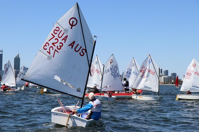 Dinghy fleet at Royal Perth Yacht Club photo copyright Royal Perth Yacht Club taken at Royal Perth Yacht Club and featuring the Optimist class