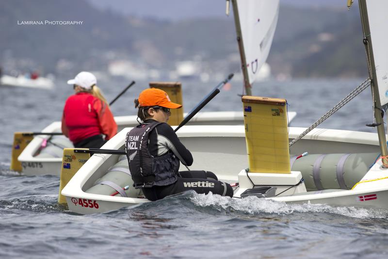 8429 Sean Kensington (12th) - Interislander Champs - Day 2, Queen Charlotte YC - February 24, 2019  photo copyright Lamirana Photography taken at Queen Charlotte Yacht Club and featuring the Optimist class