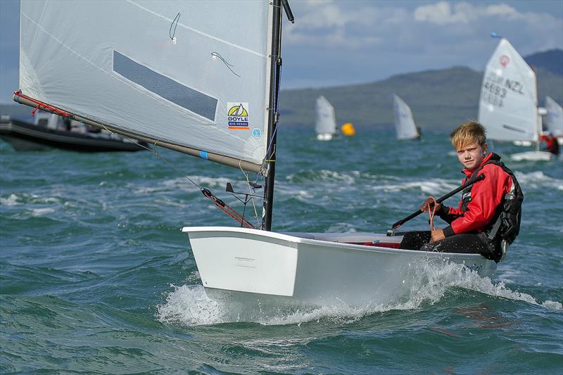 William Mason (Wakatere BC) - (top 10yr old) - Day 6 - 2019 Toyota New Zealand Optimist National Championships, Murrays Bay, April 2019 photo copyright Richard Gladwell taken at Murrays Bay Sailing Club and featuring the Optimist class