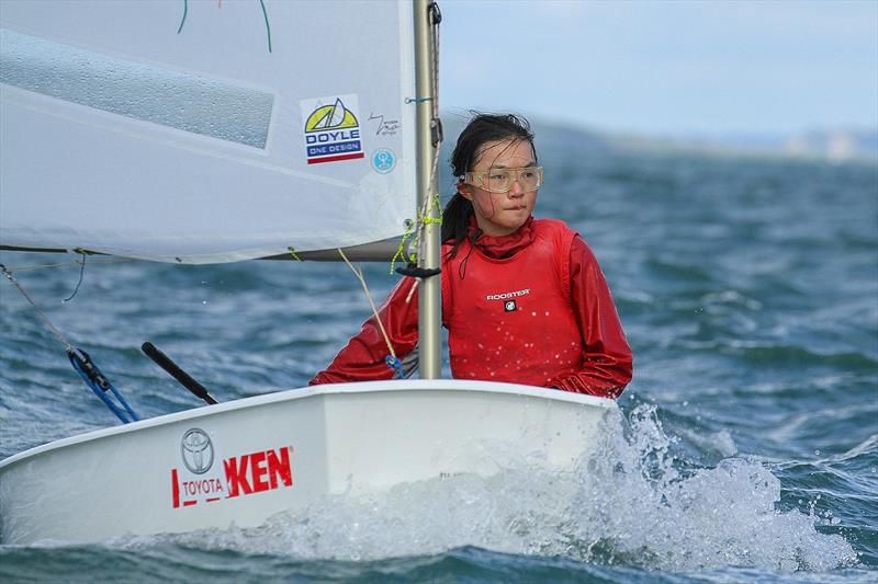 Shufei Wu (Murrays Bay SC) Silver fleet- Day 6 - 2019 Toyota New Zealand Optimist National Championships, Murrays Bay, April 2019 photo copyright Richard Gladwell taken at Murrays Bay Sailing Club and featuring the Optimist class