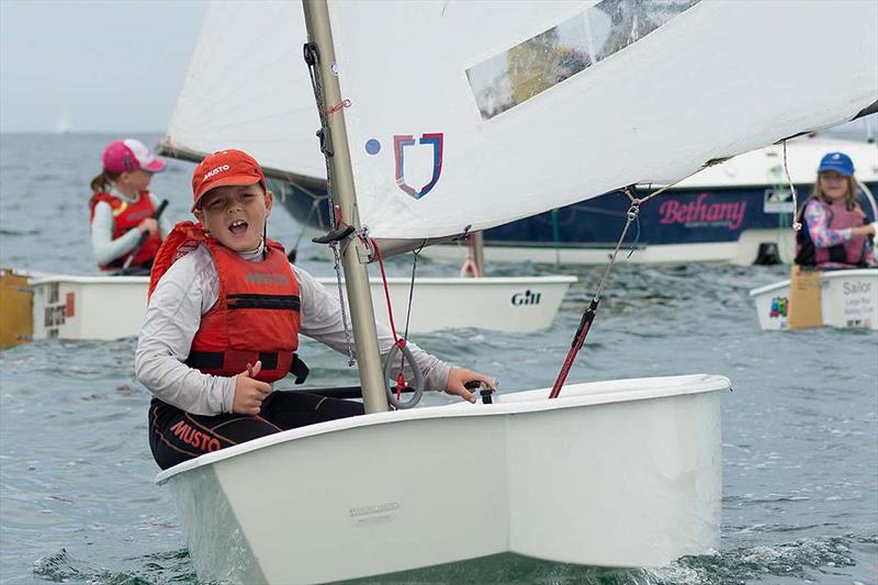 Fraser Baker participating in the Optimist Green Fleet at the 2017 SA Youth Championships photo copyright Harry Fisher taken at Royal Yacht Club of Victoria and featuring the Optimist class