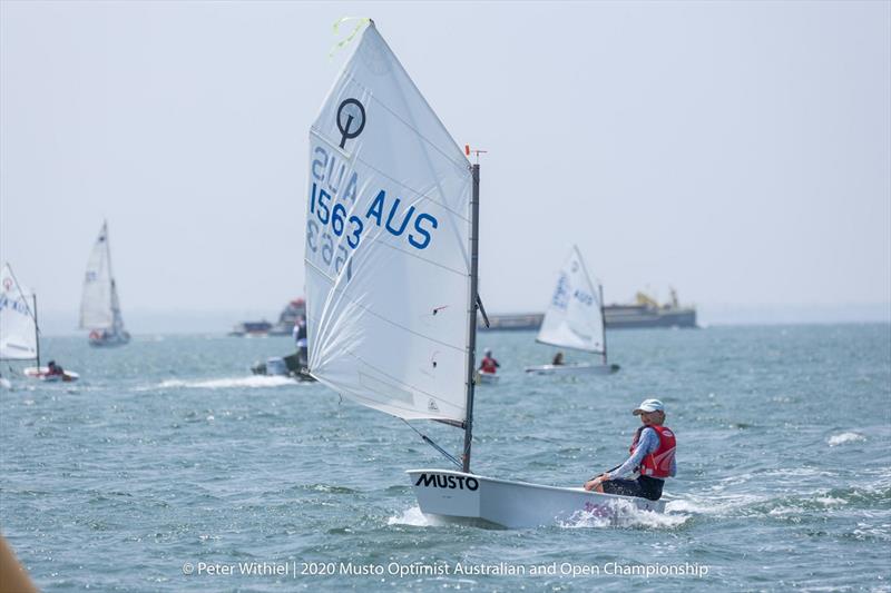The first day of championship racing saw a great breeze that was later interrupted by a strong front - 2020 Musto Optimist Australian and Open Championship photo copyright Peter Withiel taken at Royal Yacht Club of Victoria and featuring the Optimist class