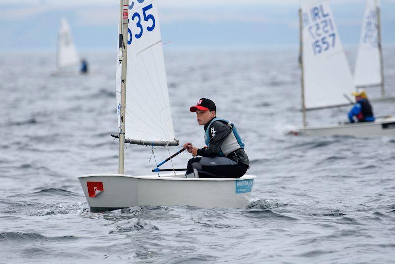 Ben O'Shaughnessy wins race 1 of the AIB Irish Optimist National Championships photo copyright Robert Bateman / Castlewhite Waterfall taken at Royal Cork Yacht Club and featuring the Optimist class